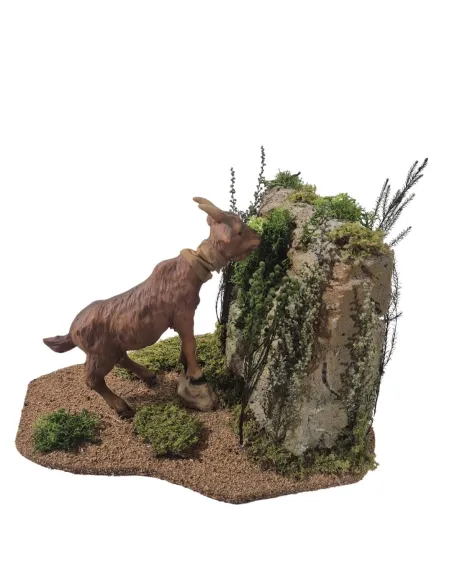 Animated Brown Goat Grazing on a Rocky Outcrop for 30 cm Nativity Figures