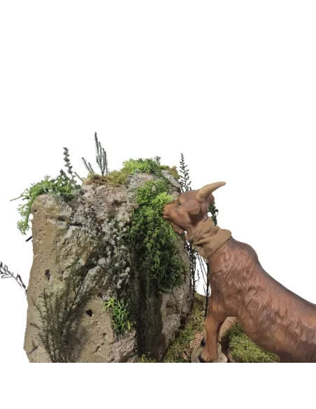 Capra marrone bruca su greppo in movimento per statue da 30 cm