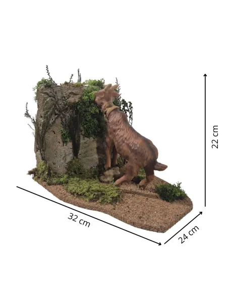 Animated Brown Goat Grazing on a Rocky Outcrop for 30 cm Nativity Figures