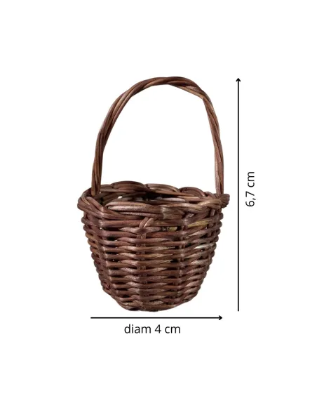 Cesto scuro in vimini con manico per statue da 20-25 cm