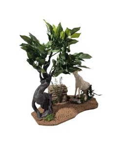 Capra bianca tira foglie da albero in movimento per statue da 30 cm 2