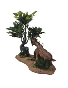 Capra marrone tira foglie da albero in movimento per statue da 30 cm 2