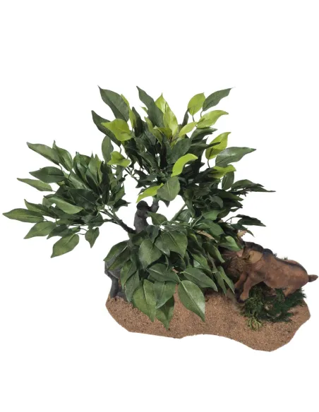 Capra marrone tira foglie da albero in movimento per statue da 30 cm