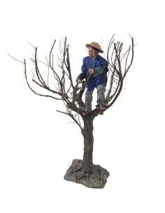 Animated Traditional Woodcutter with Hand Saw in Tree - 30 cm 2