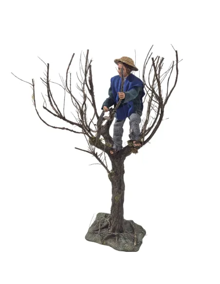 Animated Traditional Woodcutter with Hand Saw in Tree - 30 cm