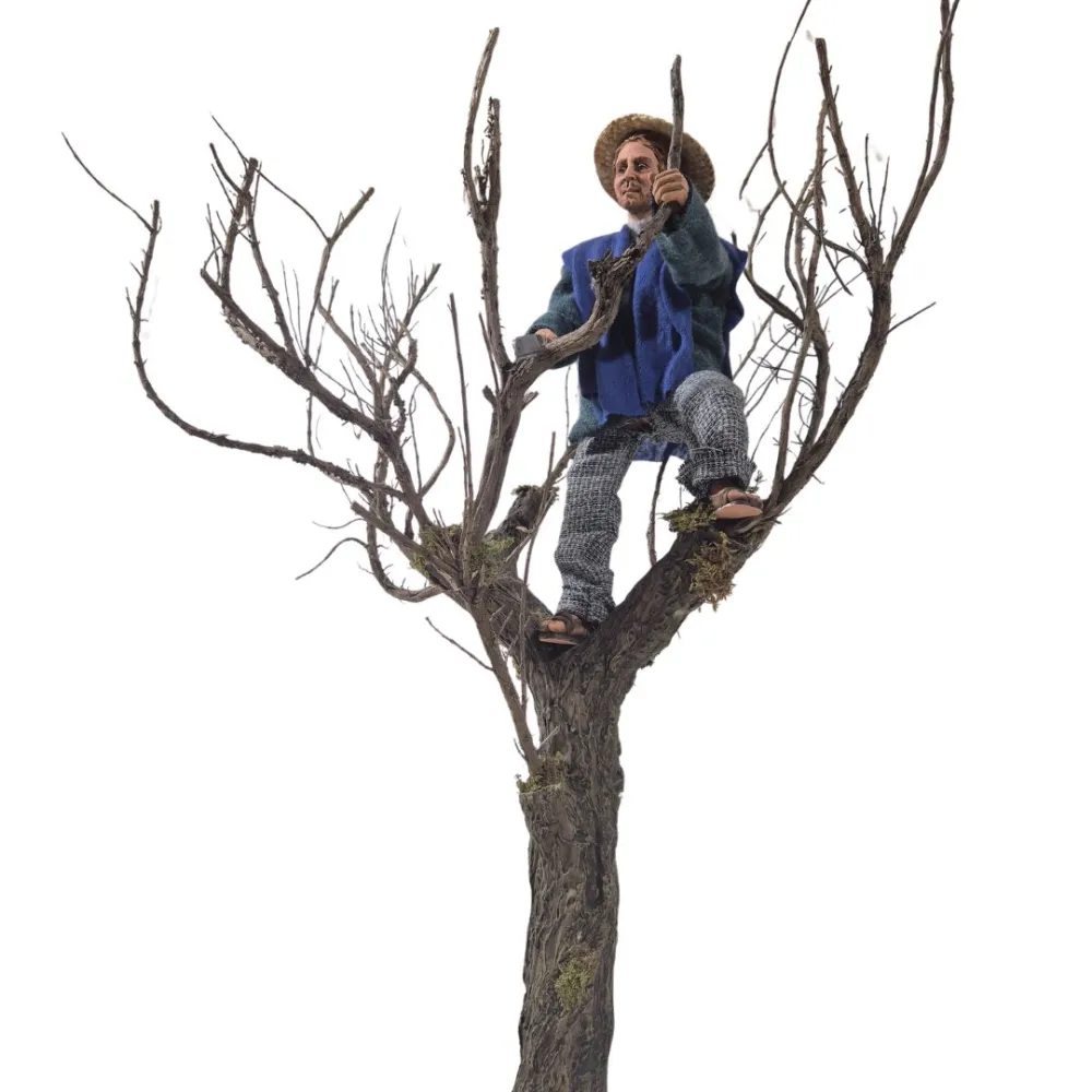 Boscaiolo popolare con segaccio su albero in movimento 30 cm