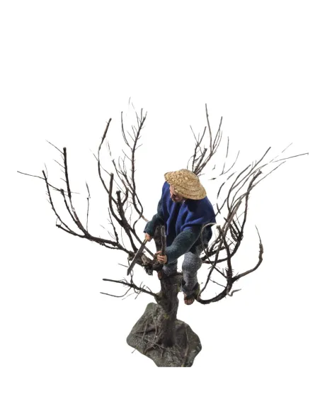 Animated Traditional Woodcutter with Hand Saw in Tree - 30 cm