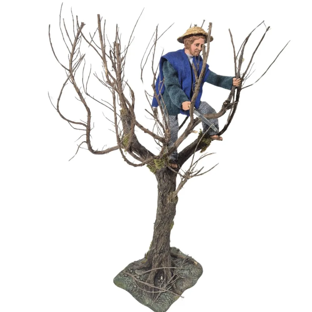 Boscaiolo popolare con segaccio su albero in movimento 30 cm
