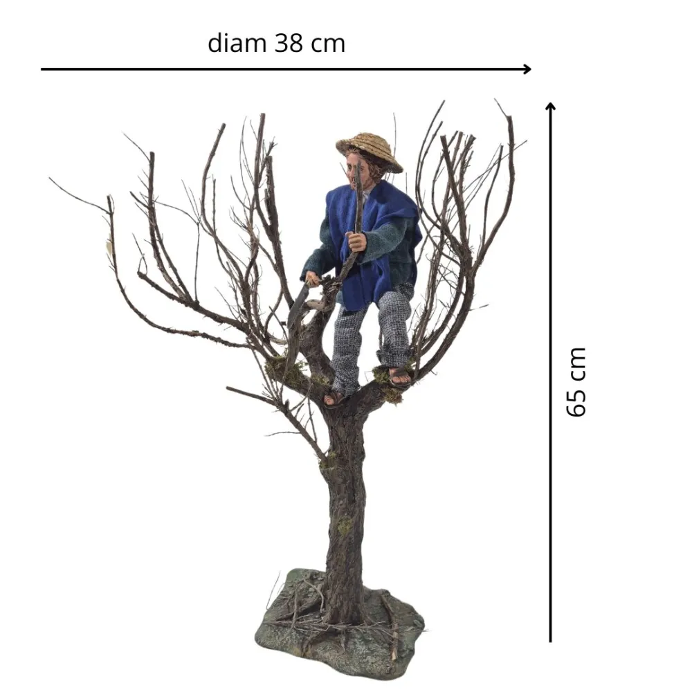Boscaiolo popolare con segaccio su albero in movimento 30 cm