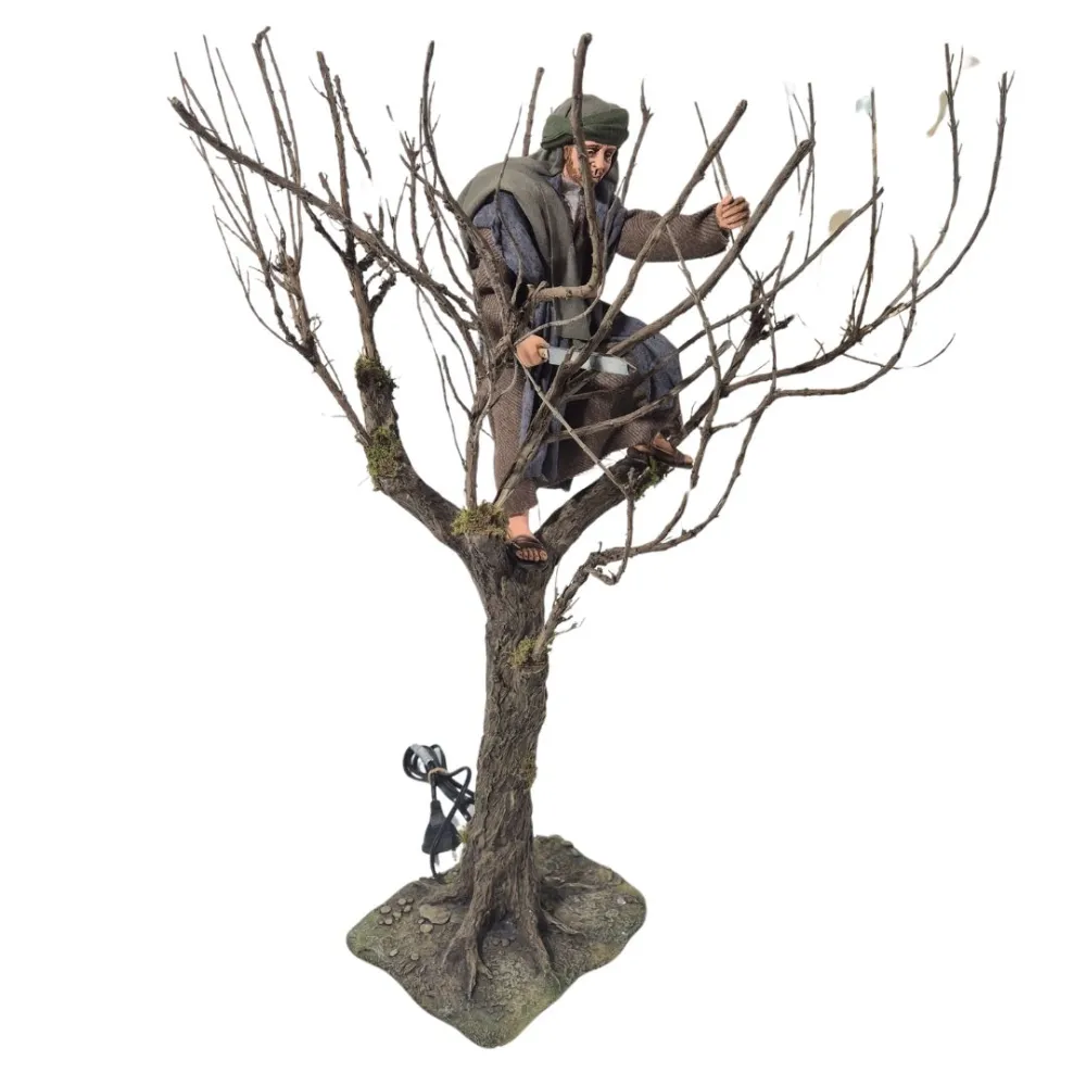 Boscaiolo palestinese con segaccio su albero in movimento 30 cm