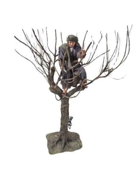 Animated Palestinian Woodcutter with Hand Saw in Tree - 30 cm