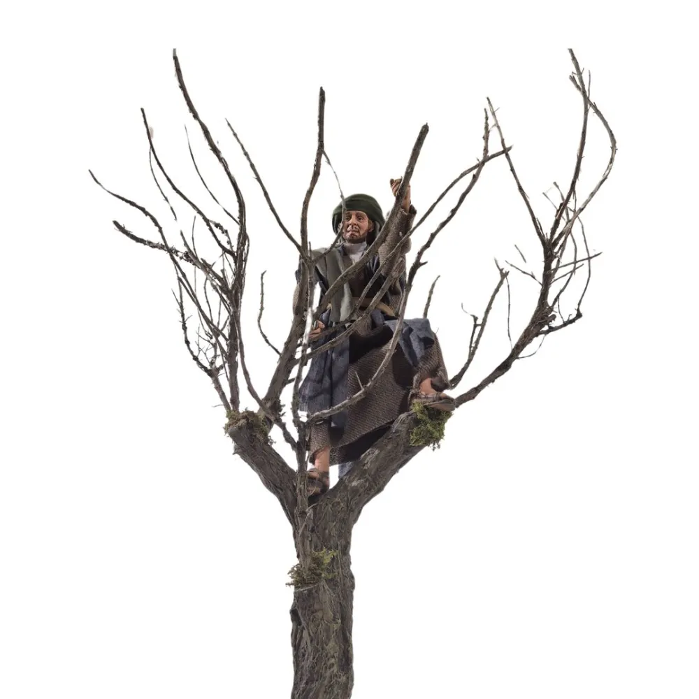 Animated Palestinian Woodcutter with Hand Saw in Tree - 30 cm