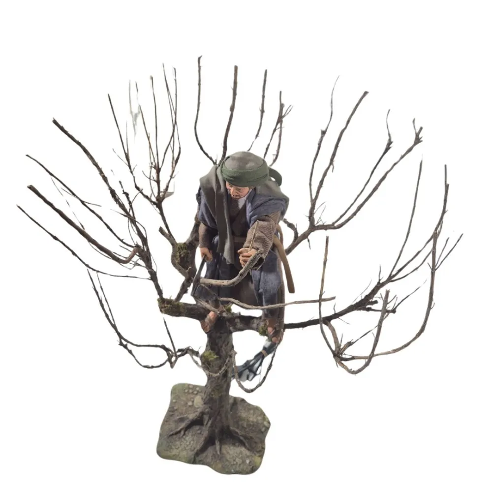 Boscaiolo palestinese con segaccio su albero in movimento 30 cm