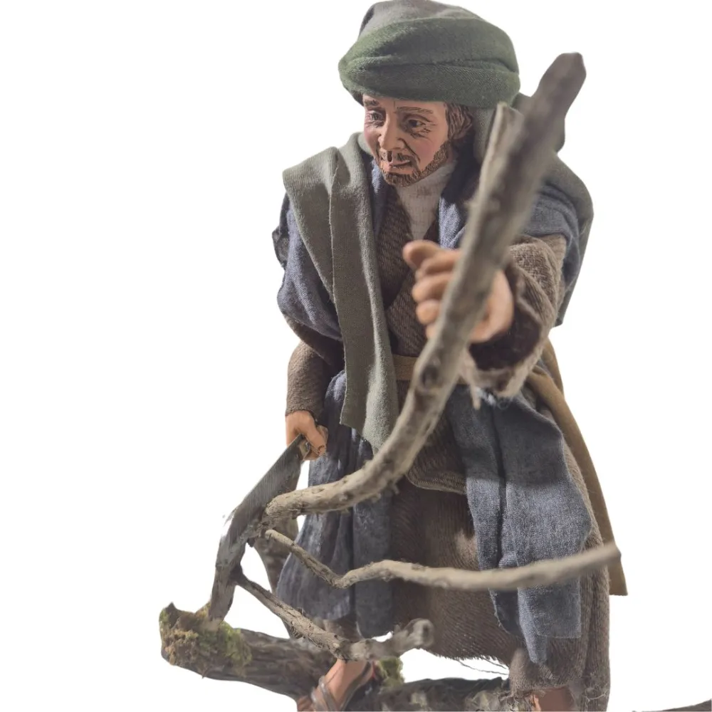Boscaiolo palestinese con segaccio su albero in movimento 30 cm