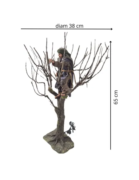 Animated Palestinian Woodcutter with Hand Saw in Tree - 30 cm