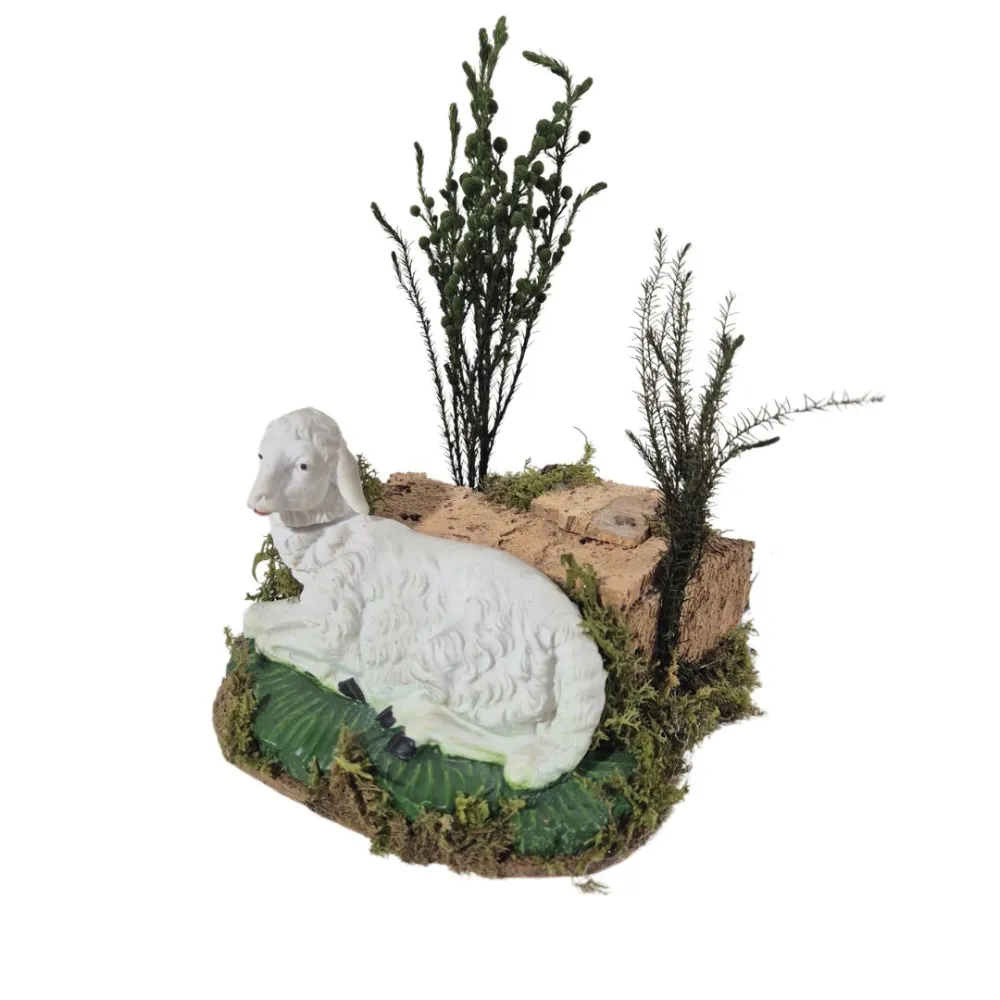 Animated "Eco" Sheep Lying Down and Turning Its Head for 30 cm Nativity Figures