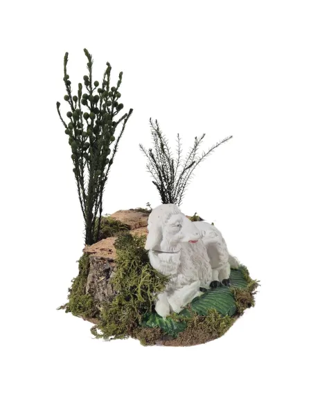 Pecora "Eco" sdraiata gira la testa in movimento per statue da 30 cm