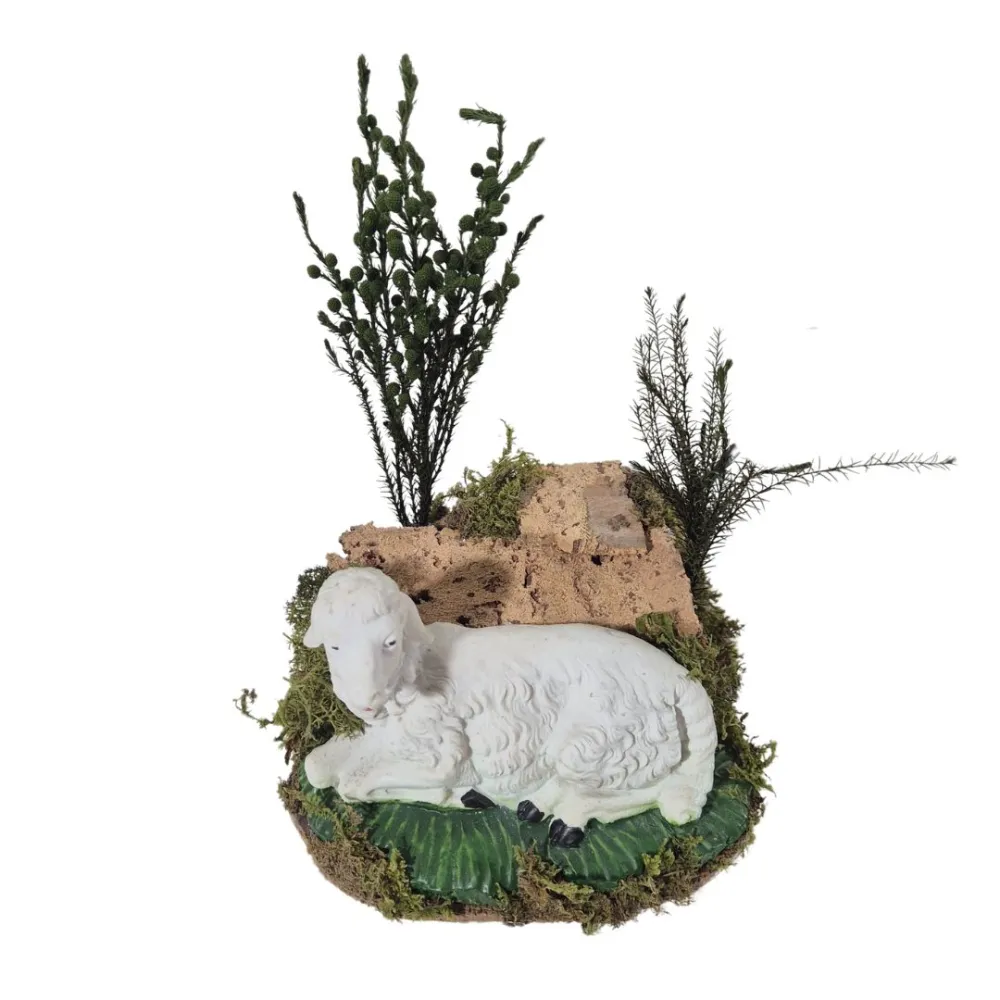 Animated "Eco" Sheep Lying Down and Turning Its Head for 30 cm Nativity Figures