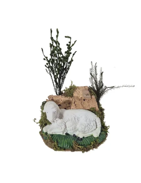 Pecora "Eco" sdraiata gira la testa in movimento per statue da 30 cm