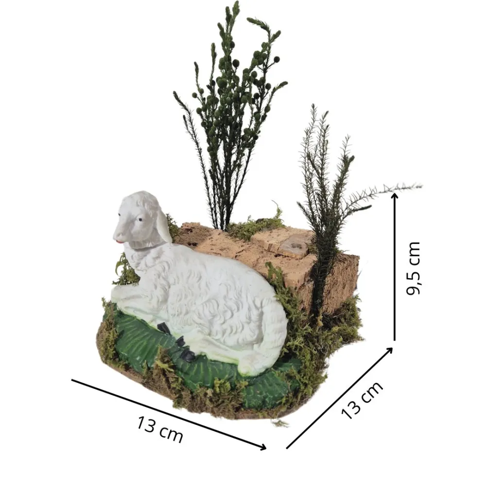Animated "Eco" Sheep Lying Down and Turning Its Head for 30 cm Nativity Figures