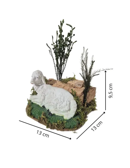 Pecora "Eco" sdraiata gira la testa in movimento per statue da 30 cm