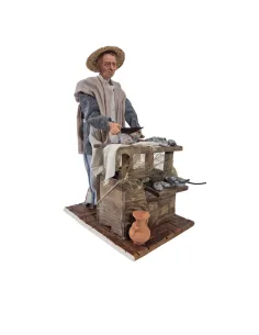 Animated Traditional Fishmonger Cleaning Fish - 30 cm