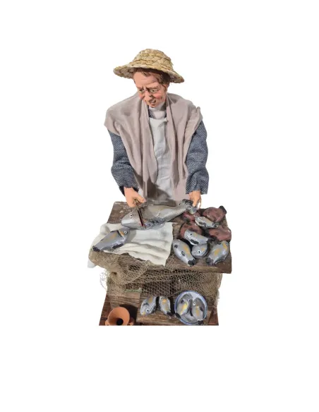 Animated Traditional Fishmonger Cleaning Fish - 30 cm