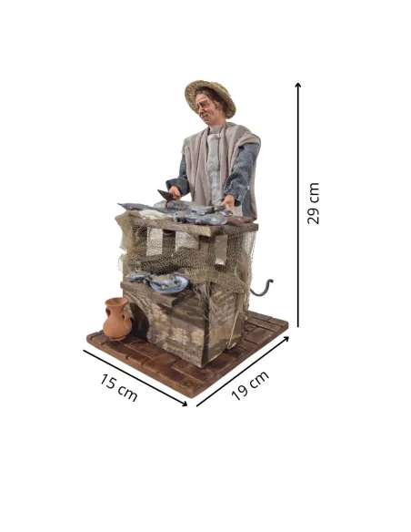 Pescivendolo popolare pulisce pesce in movimento 30 cm