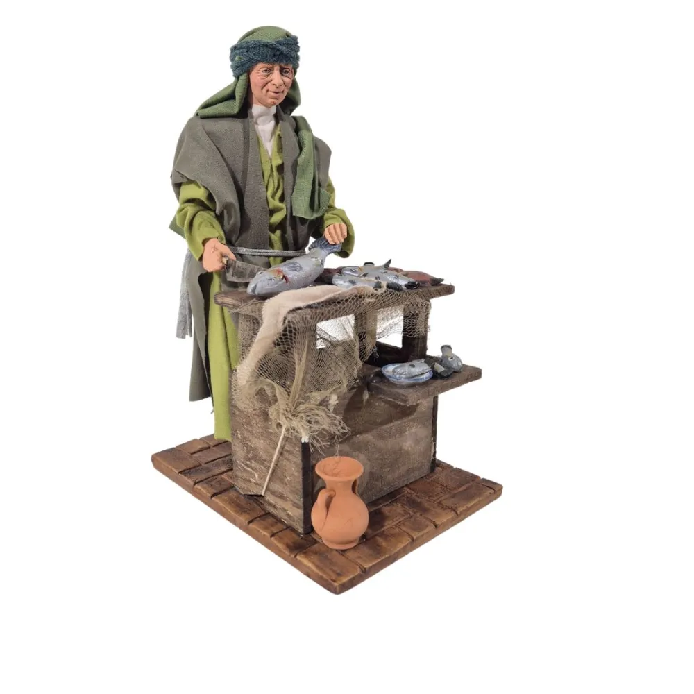 Animated Palestinian Fishmonger Cleaning Fish - 30 cm
