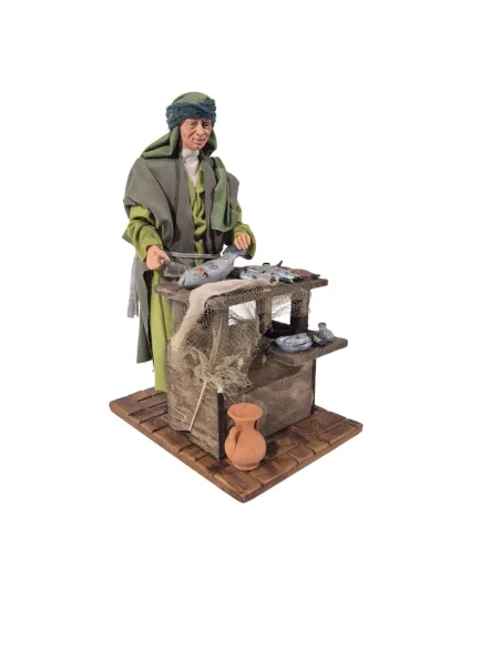 Pescivendolo palestinese pulisce pesce in movimento 30 cm