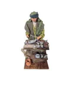 Pescivendolo palestinese pulisce pesce in movimento 30 cm 2