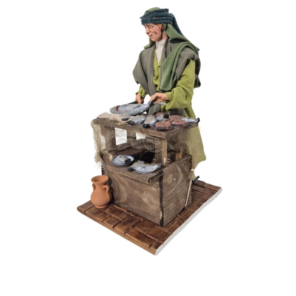 Animated Palestinian Fishmonger Cleaning Fish - 30 cm
