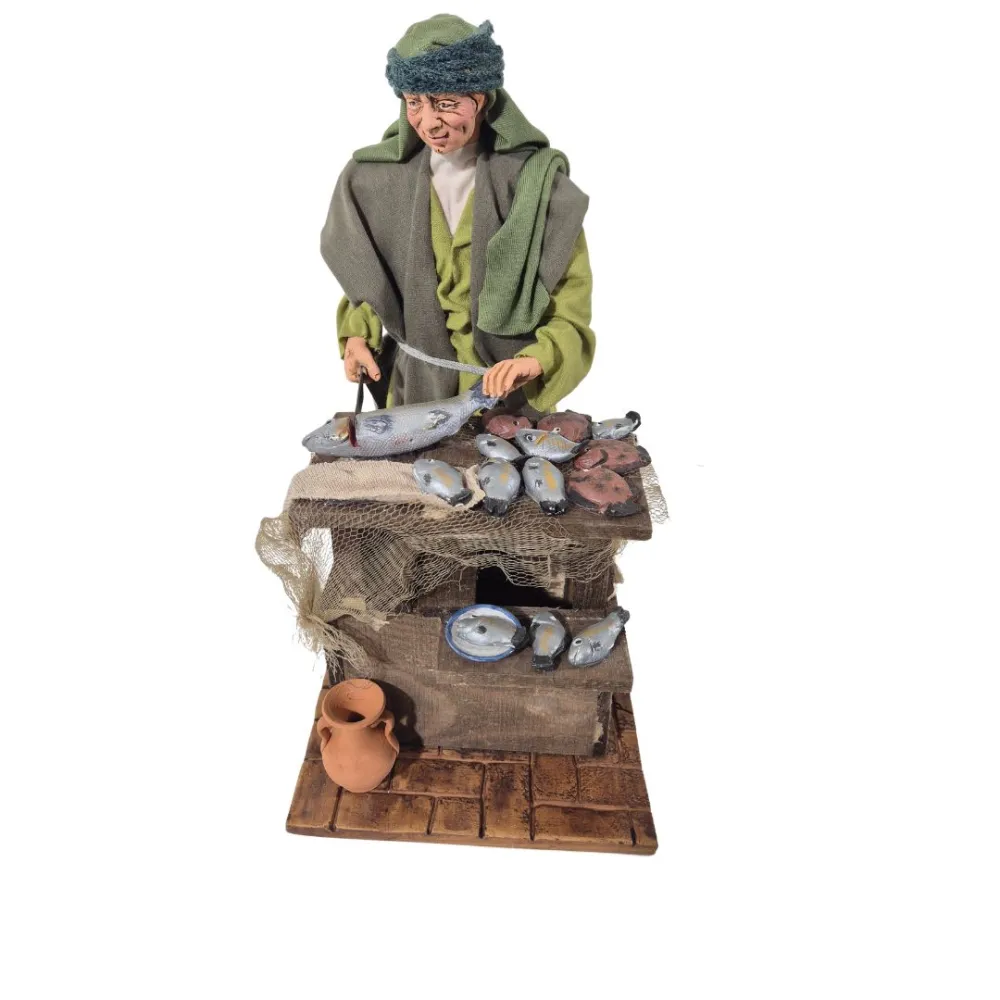 Animated Palestinian Fishmonger Cleaning Fish - 30 cm