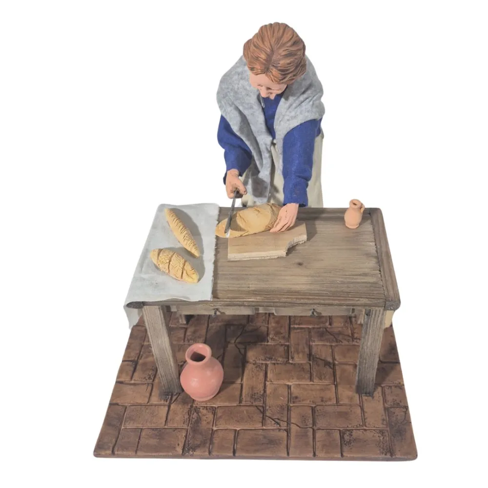 Animated Traditional Woman Slicing Bread - 30 cm