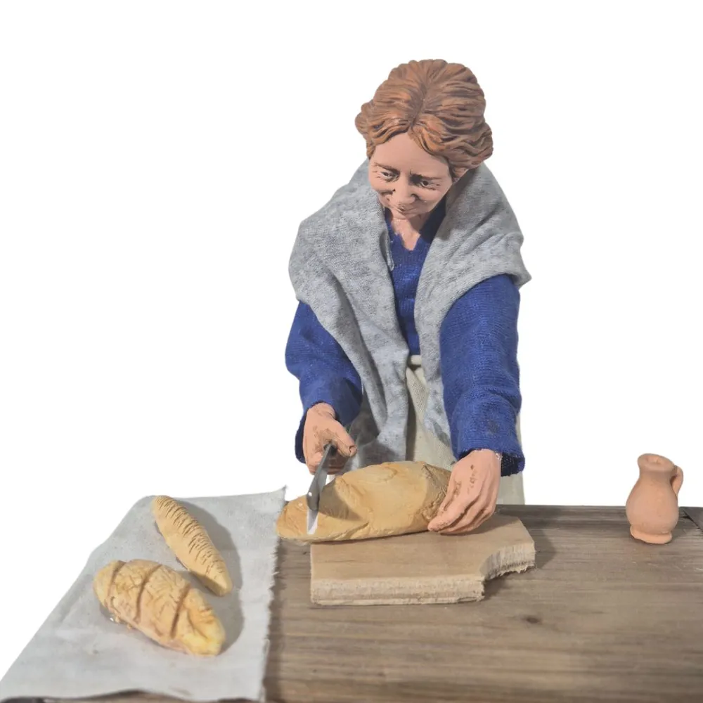 Animated Traditional Woman Slicing Bread - 30 cm