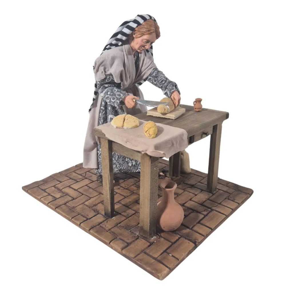 Animated Palestinian Woman Slicing Bread - 30 cm