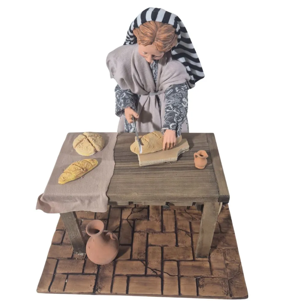 Animated Palestinian Woman Slicing Bread - 30 cm