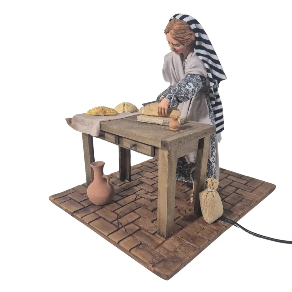 Animated Palestinian Woman Slicing Bread - 30 cm