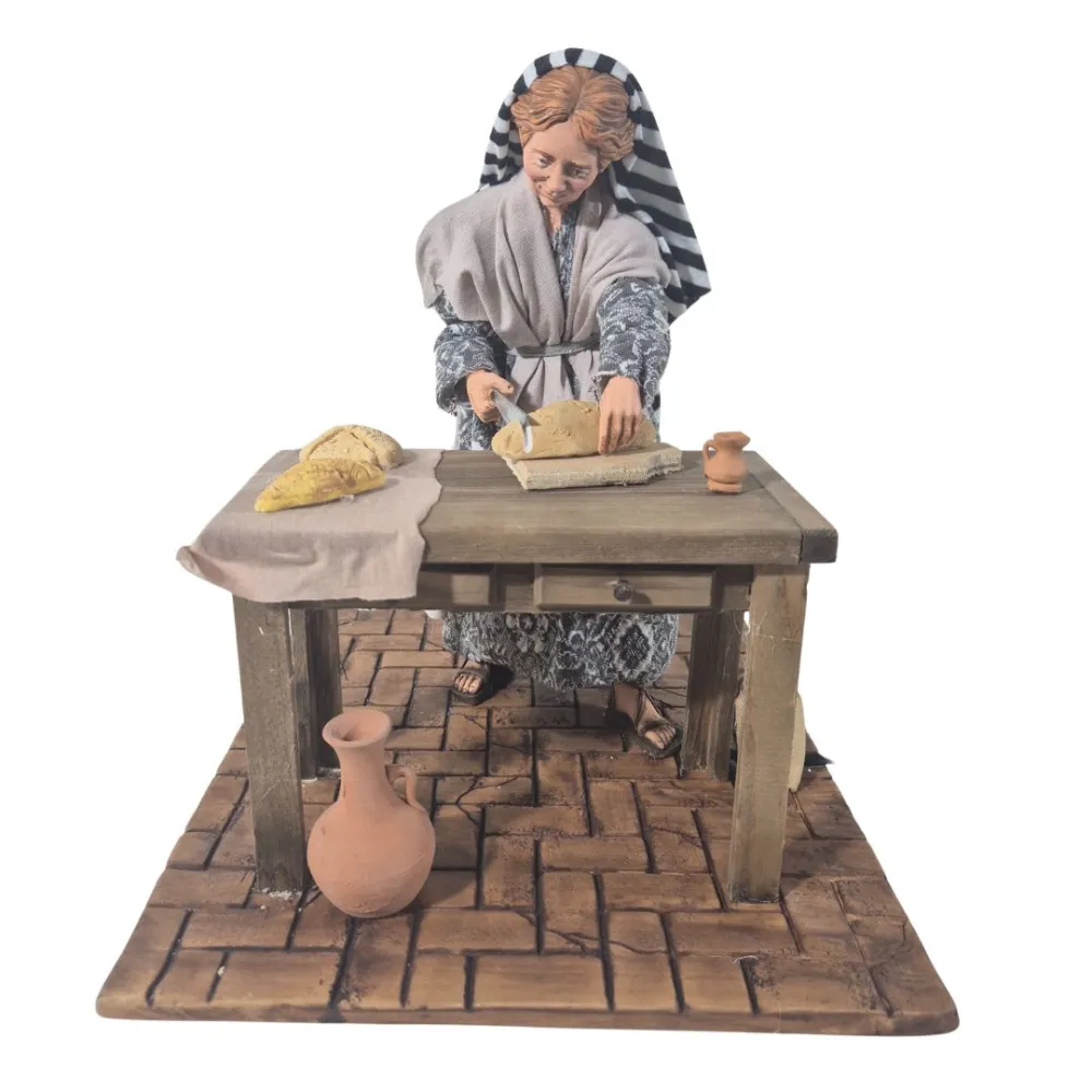 Animated Palestinian Woman Slicing Bread - 30 cm