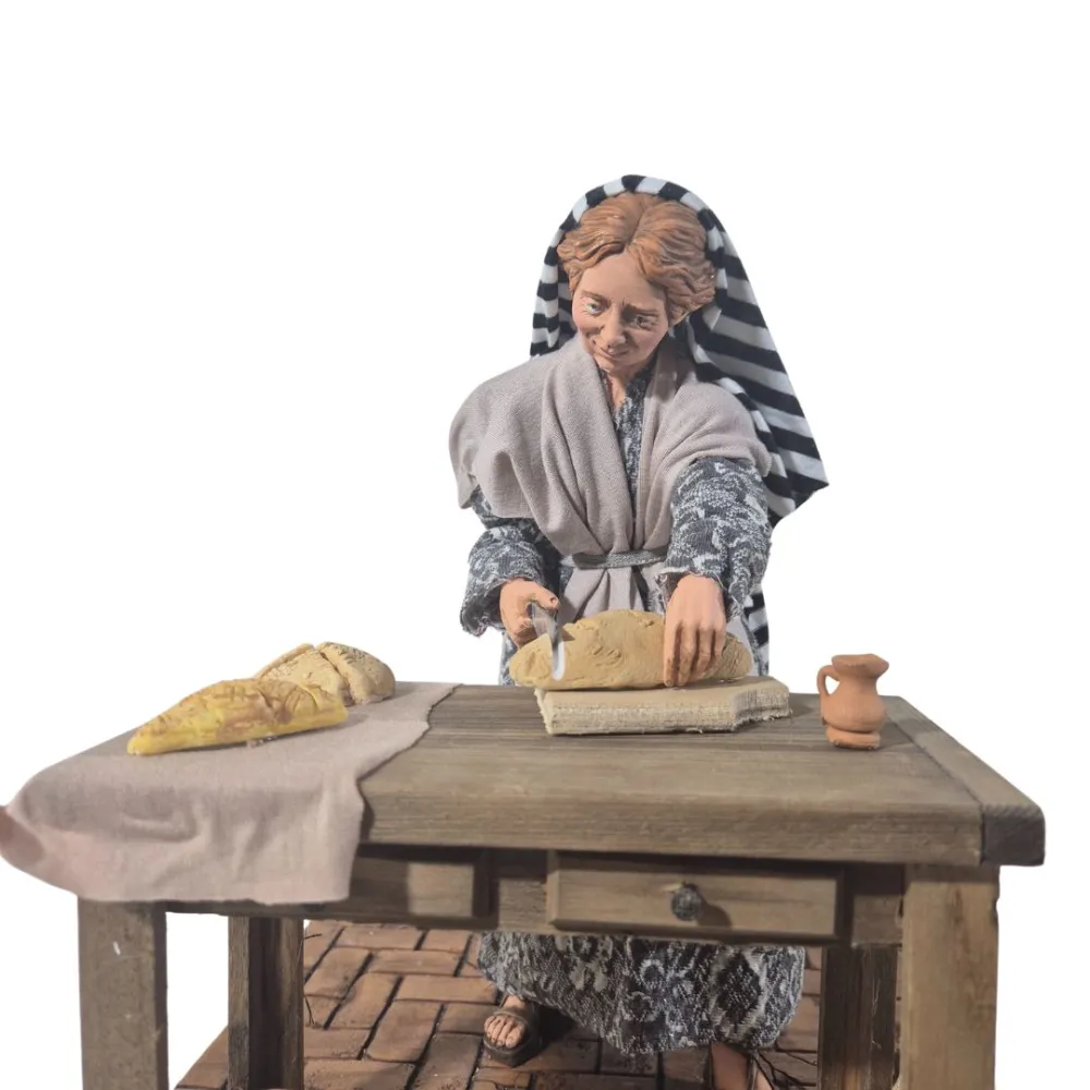 Animated Palestinian Woman Slicing Bread - 30 cm