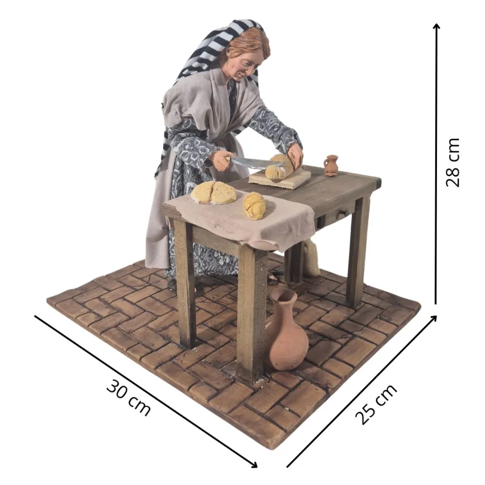 Animated Palestinian Woman Slicing Bread - 30 cm
