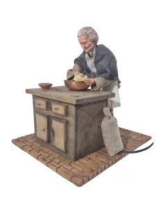Animated Traditional Elderly Woman Kneading Dough - 30 cm 2