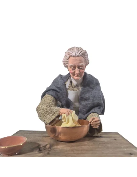 Animated Traditional Elderly Woman Kneading Dough - 30 cm