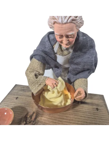 Animated Traditional Elderly Woman Kneading Dough - 30 cm