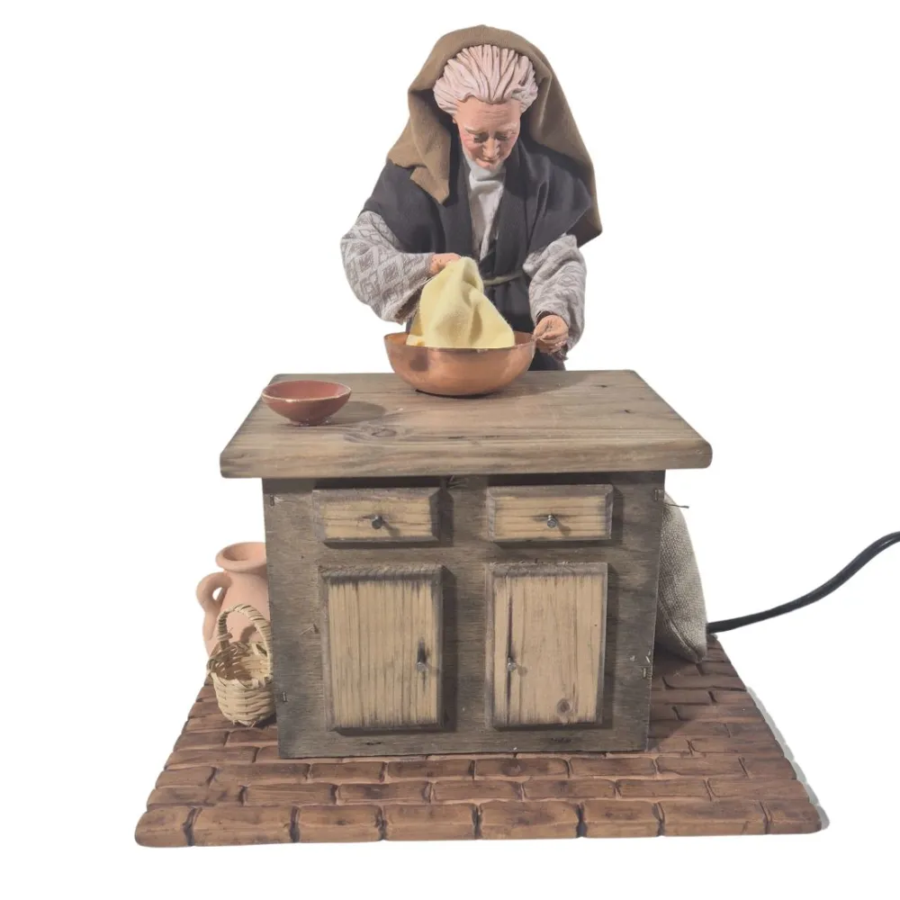 Animated Palestinian Elderly Woman Kneading Dough - 30 cm