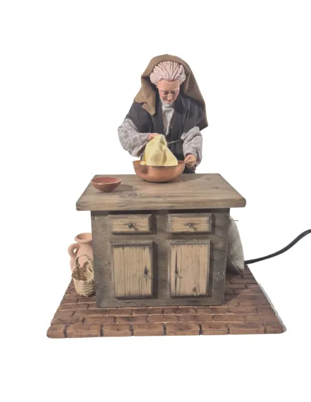 Animated Palestinian Elderly Woman Kneading Dough - 30 cm