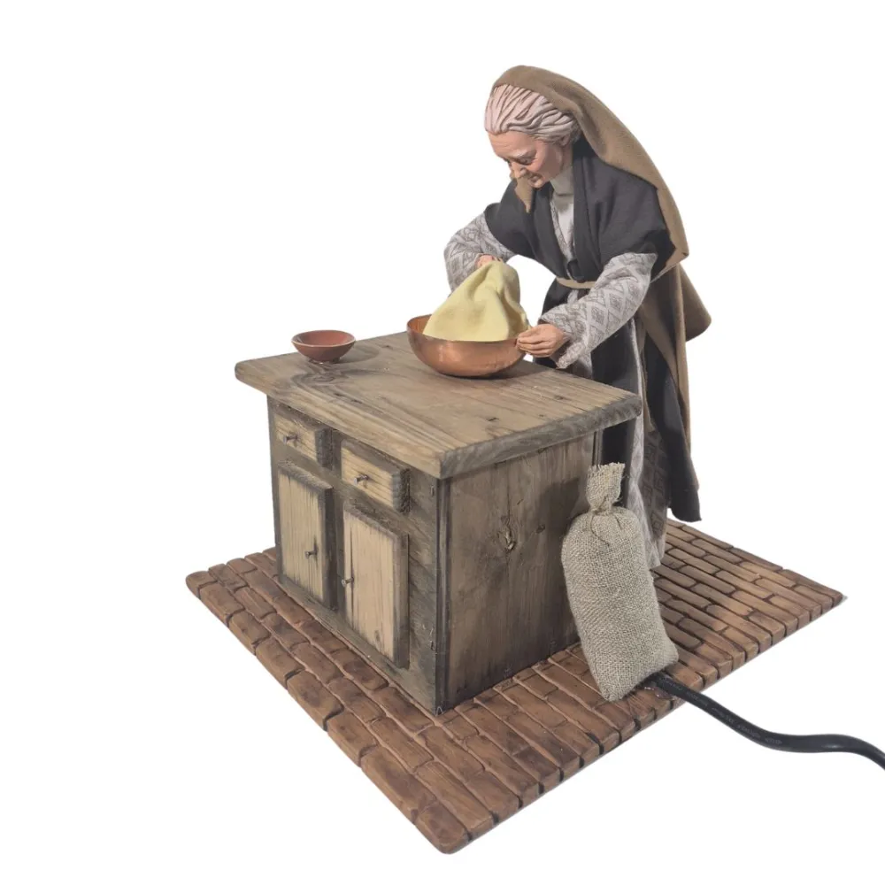 Animated Palestinian Elderly Woman Kneading Dough - 30 cm