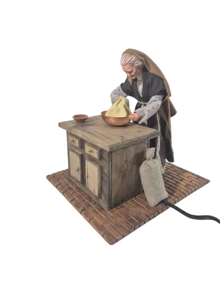 Animated Palestinian Elderly Woman Kneading Dough - 30 cm