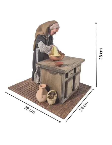 Animated Palestinian Elderly Woman Kneading Dough - 30 cm