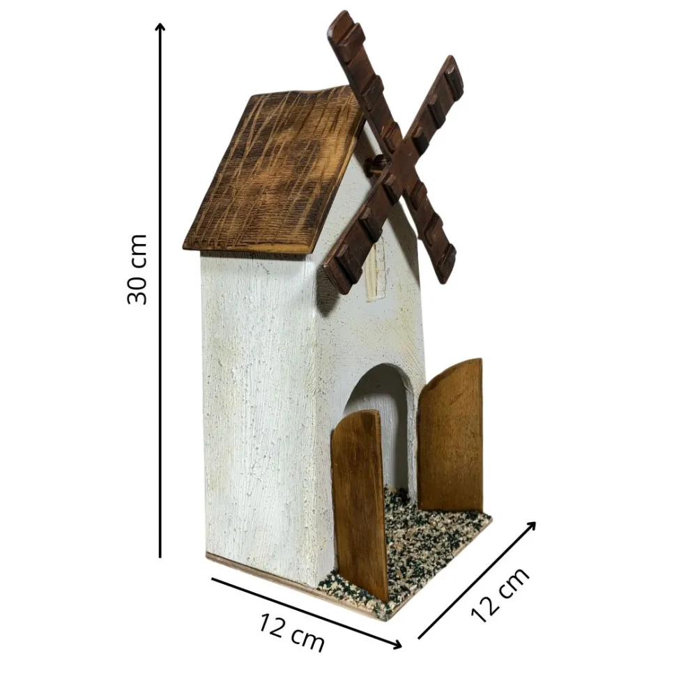 Animated Wooden Windmill for 8–10 cm Nativity Figures